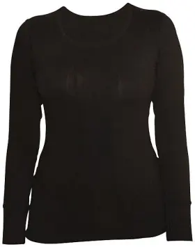 Terramar 721357043983 Womens Thermolator Cloud 9 Crew Neck Top In Black Size Large