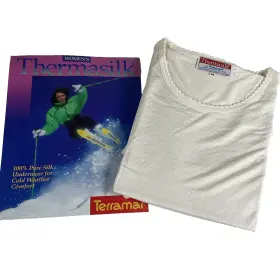 Terramar 721357104226 Thermasilk Womens M 100% Silk Base Layer Long Underwear Top L/s Cream