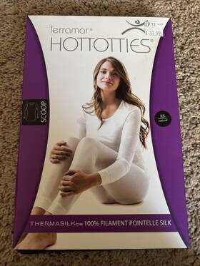 Terramar 721357132083 Hottotties Thermasilk Xs Scoop Neck 100% Filament Pointelle Silk Base