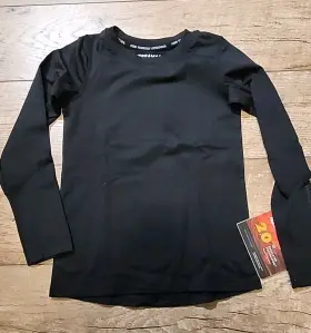 Terramar 721357143959 Thermolator 2.0 Crew Kids Black Xs