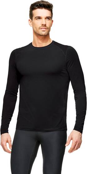 Terramar 721357297218 Mens Heat Retention Long Sleeve Base Layer Top In Black Size Small
