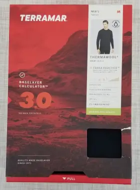Terramar 721357483529 Merino Thermawool Baselayer Calculator 3.0 Crew Long Sleeve Tee Medium