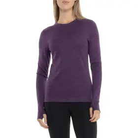 Terramar 721357519259 110 Woolskins Womens Base Layer Top - Purple Heather Small-new Tags