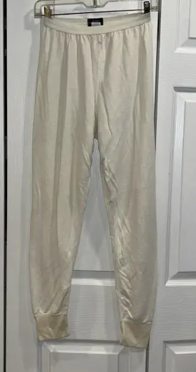 W6122 Terramar Vtg Body Sensors By Base Layer Pants Thermal Poly Wool Blend Ivory Sz S