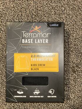 Terramar W7537010s Themolator 2.0 Crew Kids Baselayer Black Small New Nwt Long Sleeve