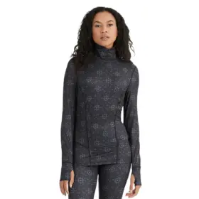W9174-027-l Terramar 2.0 Cloud Nine Turtleneck Womens Baselayer Sweatshirt Dark Grey Melan