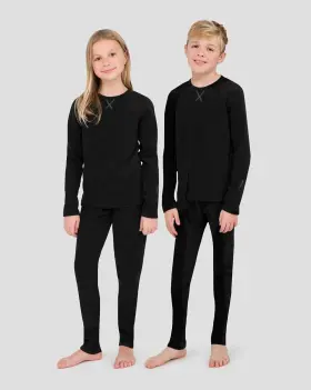 W9493 Terramar Kidsft Thermafleece Thermal Baselayer 2-piece Set - Black #w9493