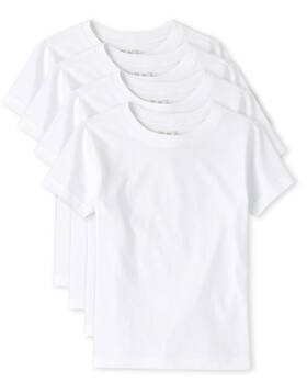 The Childrens Place 3011030 Boys Short Sleeve Undershirt White -4 Pack Medium