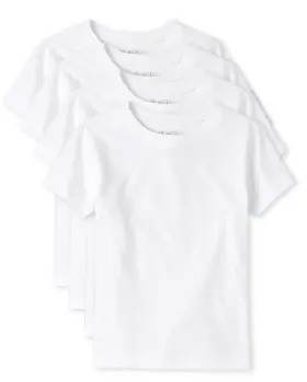 3011030 The Childrens Place Boys Short Sleeve Undershirt White -4 Pack Medium