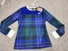 The North Face 196571738036 Top Womens Medium Flash Dry Base Layer Plaid Waffle Knit Nwt