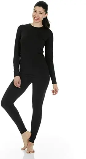 Therma Tek 008678873797 Thermal Long Johns Underwear Top And Bottom 2pc Set Women M - Black