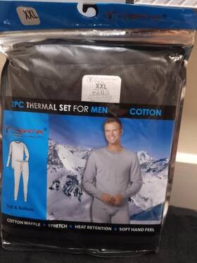 Therma Tek 972823470732 Tek-mens 2pc Thermal Set 2xl Black Sturdy Seams-special Bonus Buy