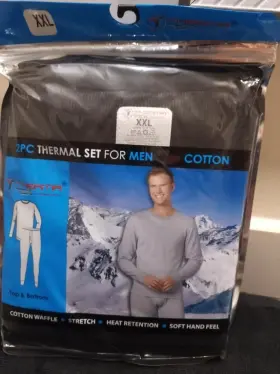 Therma Tek 972823470732 Tek-mens 2pc Thermal Set 2xl Black Sturdy Seams-special Bonus Buy