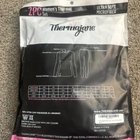 Ap-2175-p Thermajane Women S Thermal Set Two Piece Black Xl Nwt