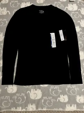 Tt336009635 Time And Tru Tt Thermal Base Layer Top Black Soot Xs Relaxed Fit Long Sleeve