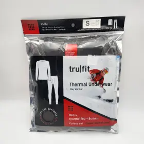 Trufit 035141815350 Tru Fit Thermal Crew Neck Men Top And Bottom Brown 2 Piece Set Size S New