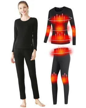 Trunyaqi 701257386505 Womens Heated Thermal Underwear Set Usb Electric Lon