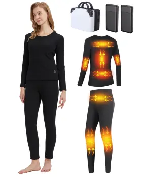 Trunyaqi 701257390397 Heated Thermal Underwear Set For Women Long Johns With Fleece Lined Usb Wome