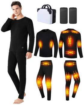 Trunyaqi 701257394463 Mens Heated Thermal Underwear Set 16 Heating Zones Usb Charge Winter Outdoor