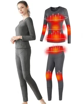 Trunyaqi 7701257386345 Womens Heated Thermal Underwear Set Usb Electric Lon
