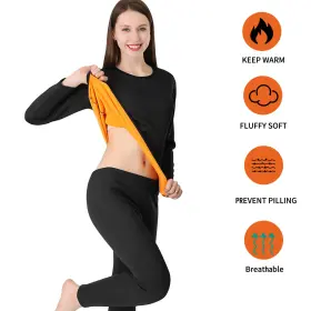 Tp8110712sm Tsuinz Womens Top&bottom 2pcs Set Winter Warm Fleece Lined Thermal Long Johns Underwear