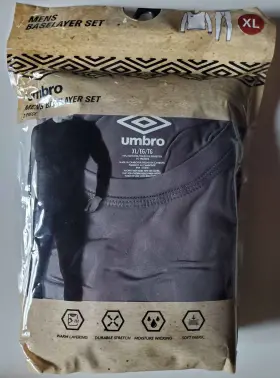 Umbro 636458482589 Mens Base Layer Set - Top And Pants Gray Xl Extra Large New