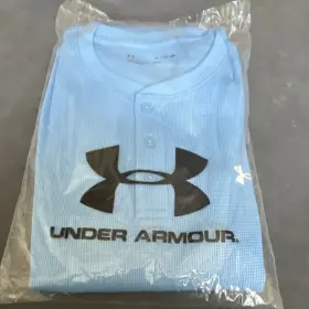 1302356 Under Armour Dfo M Waffle Henley Base Layer Top Blue Xl Mens