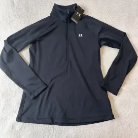 1368699 Under Armour Coldgear Authentics 1/2 Zip Top Black Activewear Womens Sz M