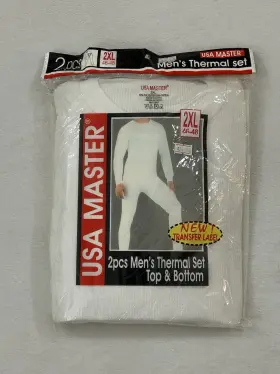 Usa Master 851419004048 Men S 2 Piece White Thermal Set Longsleeve Shirt Top And Pants Bottoms Size 2xl