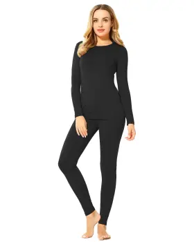 Vicherub 749185494487 Womens Thermal Underwear Set Long Johns Base Layer Fleece Lined Col