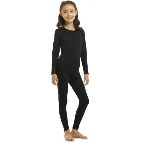 Vicherub 749185494760 Girls Thermal Underwear Set Kids Long Johns Fleece Lined Base Layer Black Large