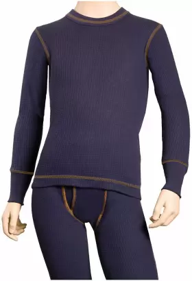 Watsons 062910341956 Stay Cozy In Style With Waffle Base Layer Long Sleeve Blue Boys Shirt