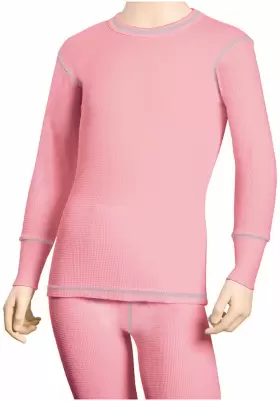 Watsons 062910341963 Waffle Base Layer Girls Long Sleeve Pink Shirt - Size Small