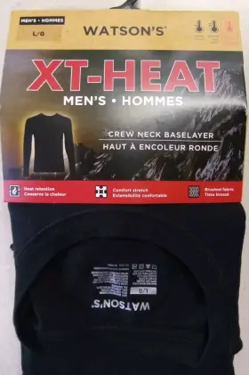 Watsons 062910469896 Mens Xt-heat Base Layer Crew Neck Size Large Black