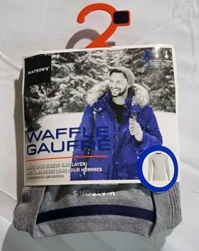 Wat413 Watsons Waffle Gaufre Mens Long Sleeve Baselayer Gray Xl