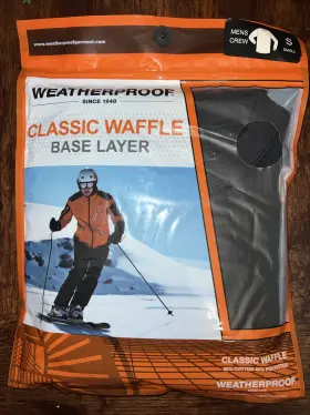 Weatherproof 645618633860 Mens Crew Black Classic Waffle Base Layer - Small