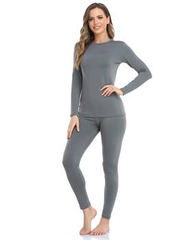 Weerti 139ws Womens Fleece Lined Thermal Long Johns Set - Cold Weather Grey
