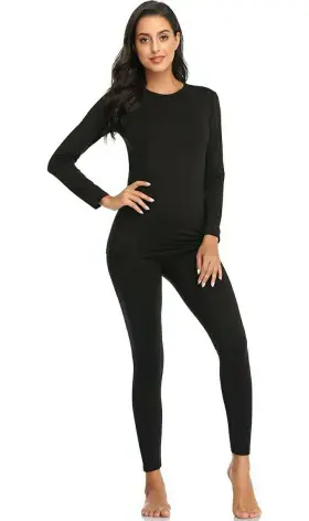 Weerti 445021296279 Thermal Underwear For Women Long Johns With Fleece Lined Base Laye