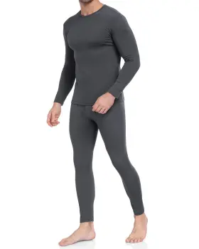 Weerti 746198659681 Mens Thermal Long Johns Fleece Lined Base Layer Cold Weather Charcoal