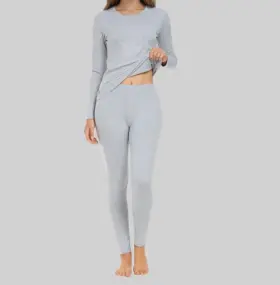 West Loop 049022068674 Womens Grey 2-piece Heating Thermal Set Moisture Wicking L/xl New