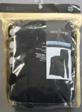 West Loop 049022075573 Mens Black 2-piece Modal Blend Thermal Set - Top And Pants Nwt Xl / 2xl