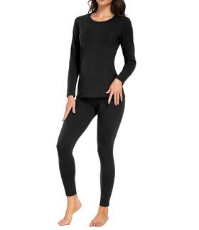 Wirarpa 978507884499 Womens Cotton Thermal Long Johns Pajama Set Size L Black