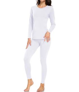 Wirarpa 978507884536 Womens Cotton Thermal Long Johns Pajama Set Size M White