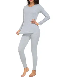 Wirarpa 978507884598 Womens Cotton Thermal Long Johns Pajama Set - Size L Grey