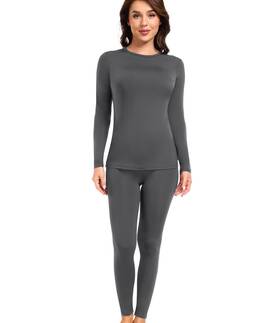 Wirarpa 978507885205 Womens Thermal Underwear Set Long Johns Base Layer Pajama Fleece Lined F