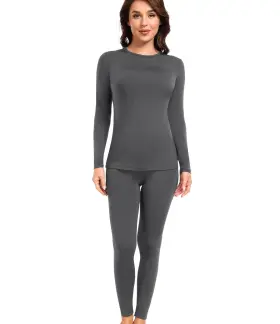 Wirarpa 978507885205 Womens Thermal Underwear Set Long Johns Base Layer Pajama Fleece Lined F