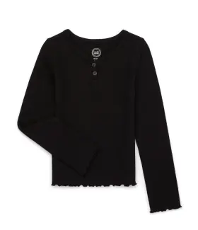 Wonder Nation 800245014761 Nations Girls Xxl 18 Long Sleeve Henley Tee Pucker Waffle Knit Top