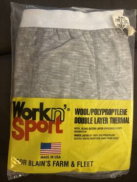Work N Sport 043935098834 Nos Thermal Pants Xl Mens Wool Polypropylene Gray Made In Usa