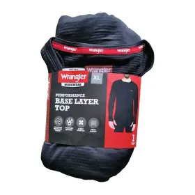 Wrangler 190009317237 Xl Mens Black Performance Base Layer Moisture Wicking Thermal Top