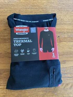Wrangler 190009330731 Thermal Top Mens L 42-44 Inch Workwear Performance Shirt Large Zip Pocket